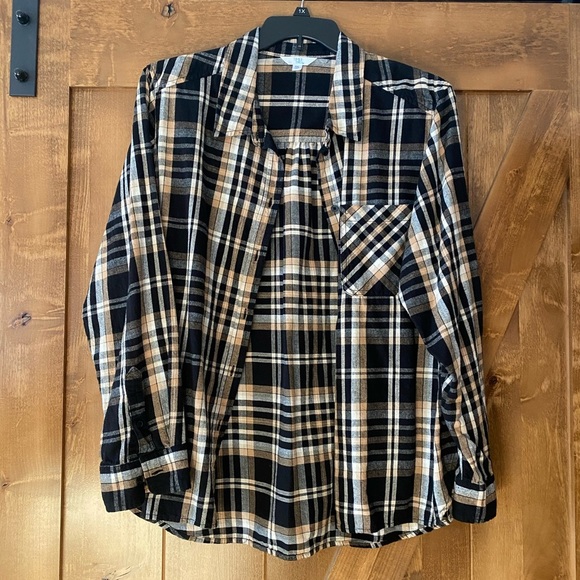 Time and Tru Flannel Shirt black and tan size XXL - Picture 3 of 3